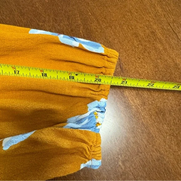 Old Navy Empire-Waist Split-Neck Floral Midi Dress Mustard Floral Tiered Size XL - Picture 14 of 15